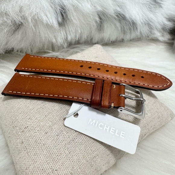 Michele Accessories - NEW wTags Michele 18MM Leather Watch Band in Saddle